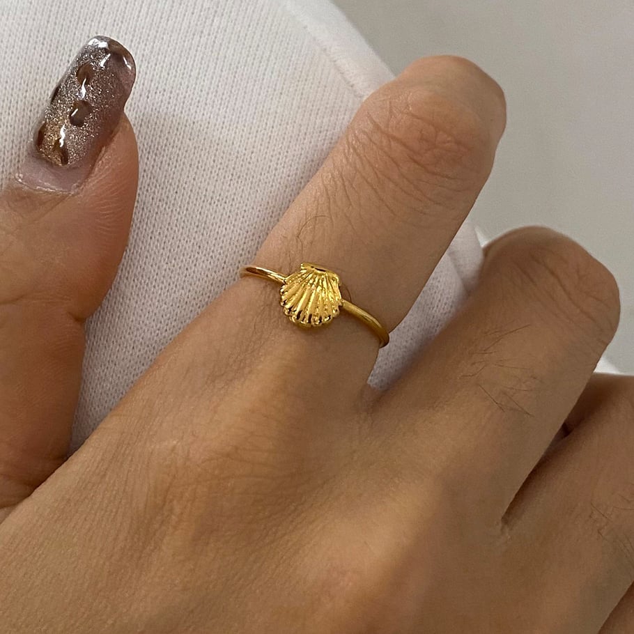 Conjunto de anillos de acero inoxidable color dorado para mujer, serie romántica, estilo tortuga, 1 pieza Imagen7