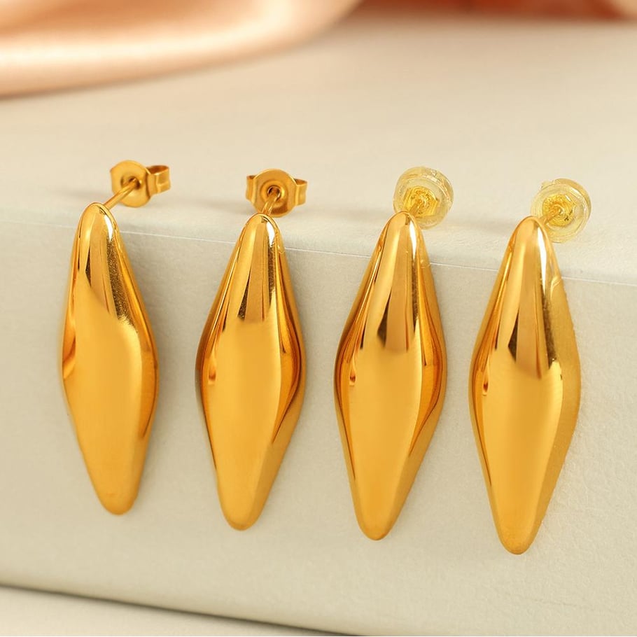 1 Pair Simple Series Daily Geometric Titanium Steel   Gold Color  Women's Stud Earrings Picture3