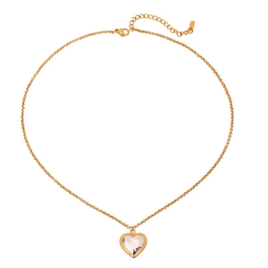 1 Piece Romantic Series Sweet Heart Stainless Steel Gold and Silver Color Women's Pendant Necklaces Picture6