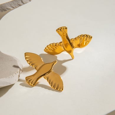 1 Pair Romantic Series All-match Daily Bird Shape Stainless Steel Gold Color Women's Stud Earrings h5 Picture4
