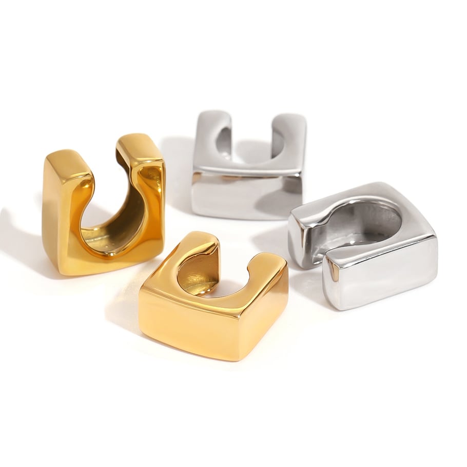 1 Paar Simple Series Casual Geometric Edelstahl 18 Karat vergoldet Damen Clip-on Ohrringe Bild5