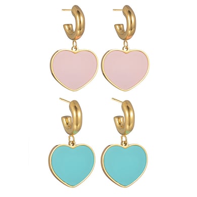 1 Pair Simple Series Sweet Heart Shape Stainless Steel Women's Drop Earrings h5 Picture2