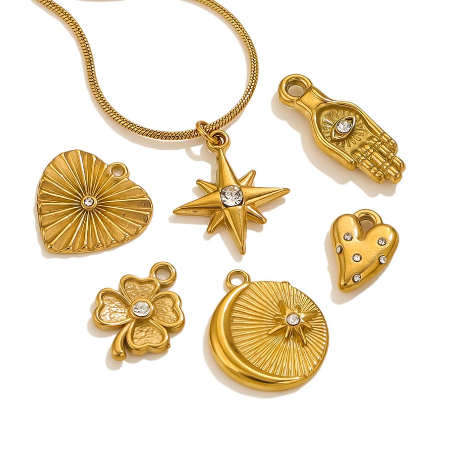 1 Piece Simple Series Exquisite Heart Stainless Steel Gold Color Women's Pendants h5Picture5