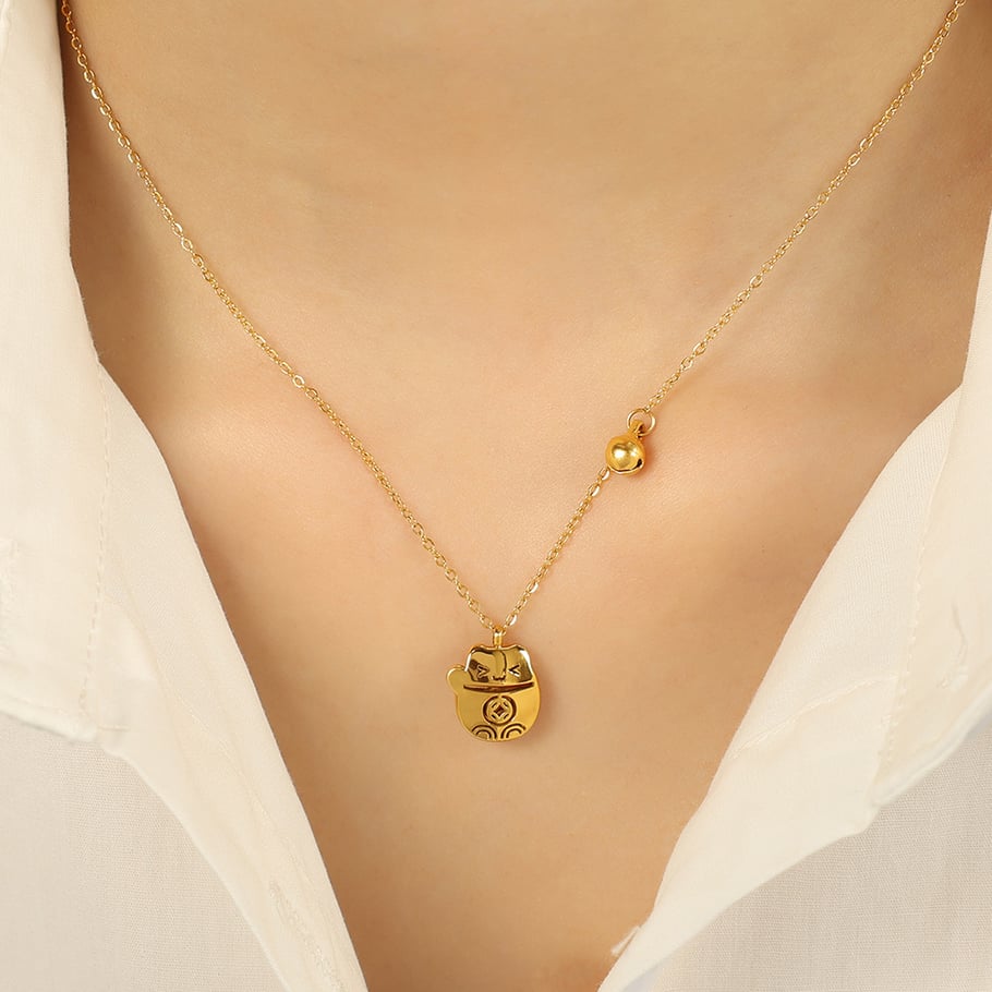 1 Piece Romantic Series Cute Cat Stainless Steel 18K Gold Color Plated Women's Pendant Necklaces Picture5