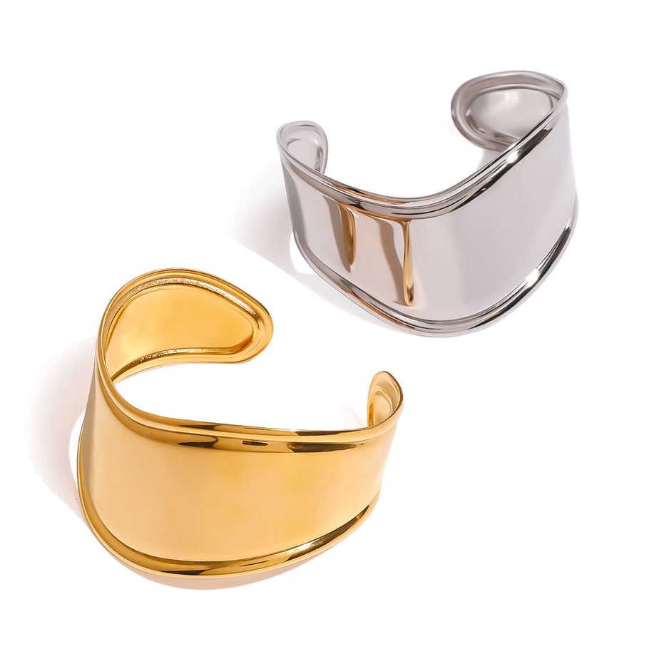 1 Piece Simple Series Simple Geometric Stainless Steel 18K Gold Plated Women Bangles Picture6