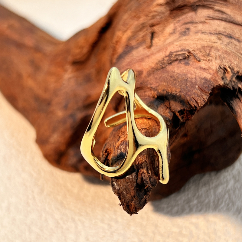 1 Piece Irregular Shape Stainless Steel Gold Color Women's Adjustable Rings Picture4