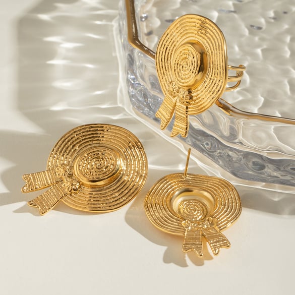 1 Paar Simple Series Retro Geometrischer Edelstahl 18 Karat vergoldete verstellbare Damenringe