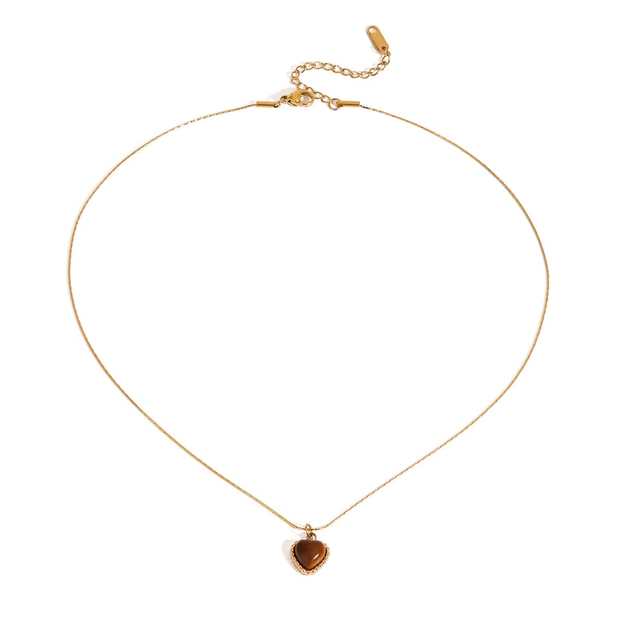 1 Piece Simple Series Simple Heart Stainless Steel 18K Gold Plated Natural Stone Women Pendant Necklaces Picture6