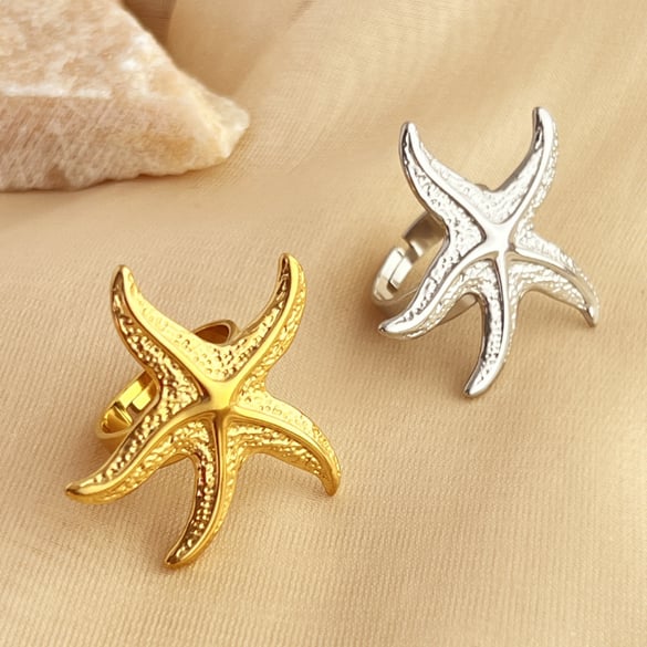 1 pezzo semplice serie retrò tartaruga in acciaio inossidabile color oro anelli regolabili da donna