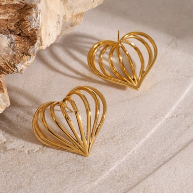 1 Pair Simple Series ins style Heart Stainless Steel 18K Gold Plated Women Stud Earrings h5 Picture5
