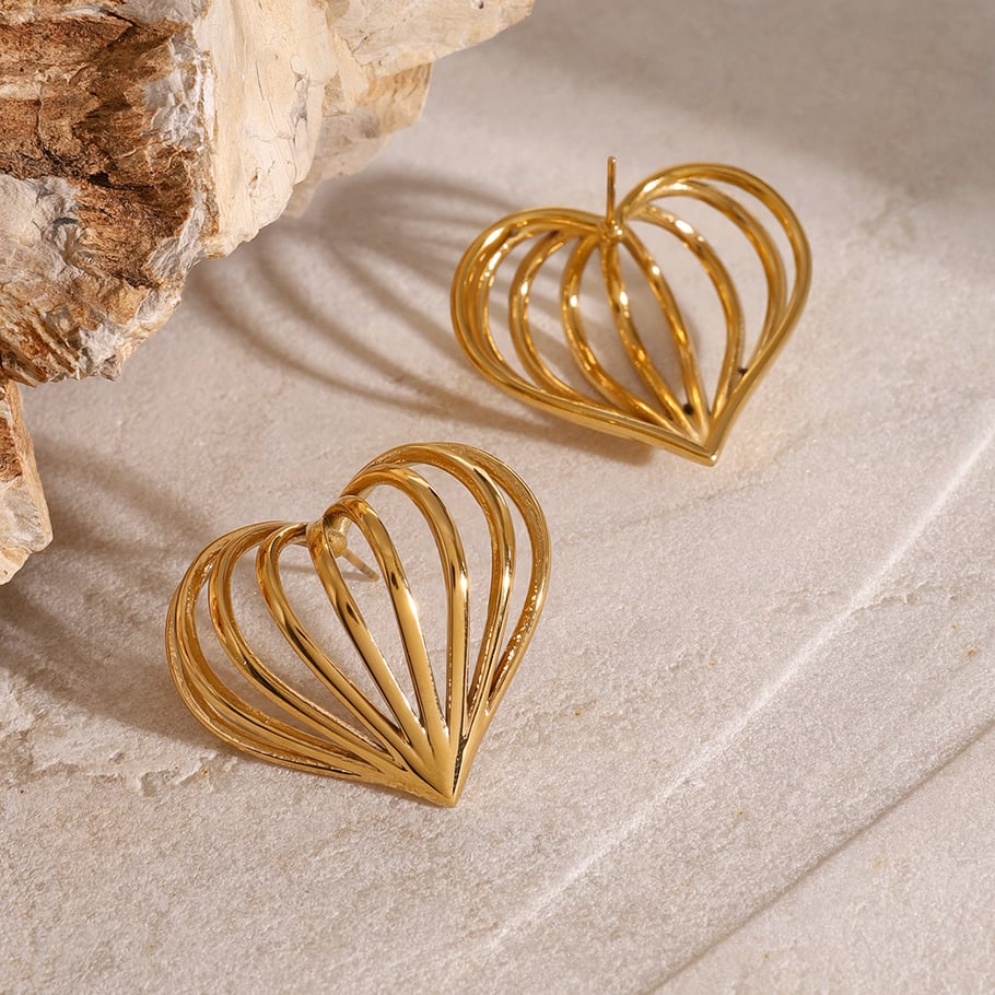 1 Pair Simple Series ins style Heart Stainless Steel 18K Gold Plated Women Stud Earrings Picture5