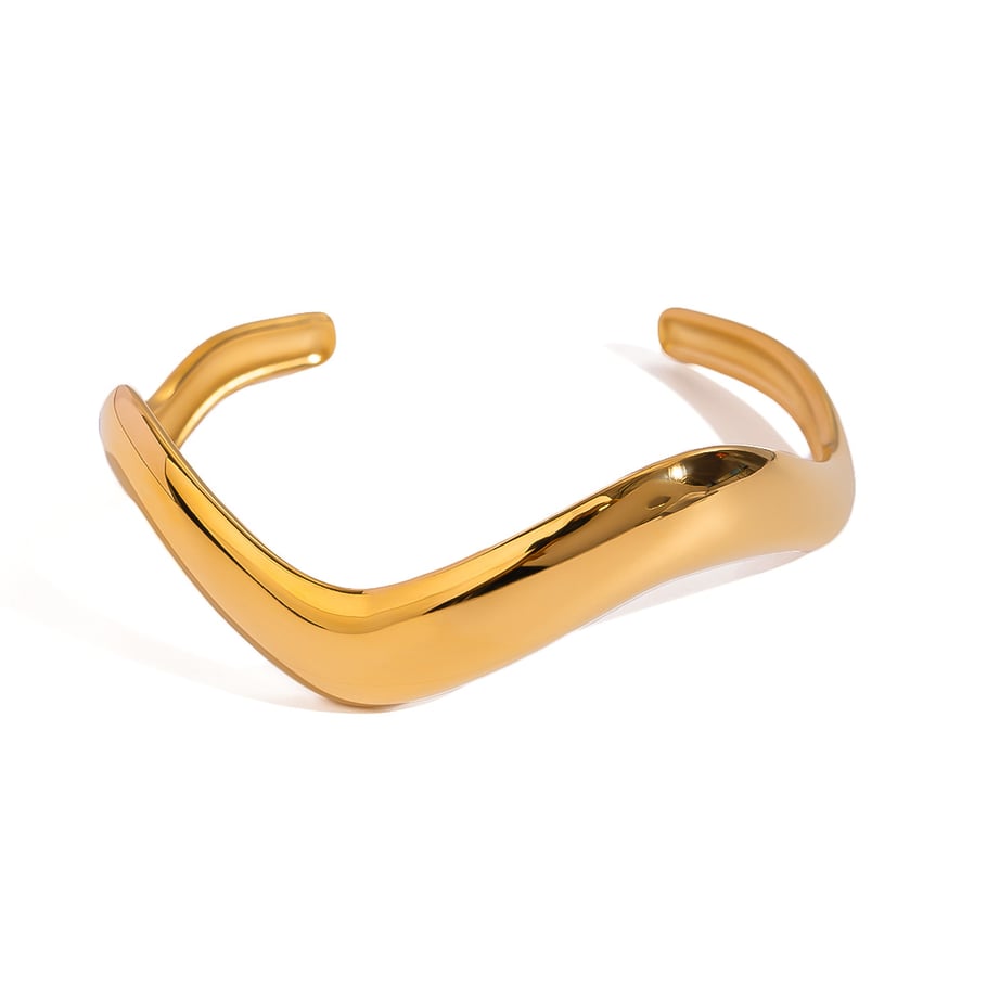 1 Piece Simple Series Simple Solid Color Stainless Steel 18K Gold Plated Women Bangles Picture5