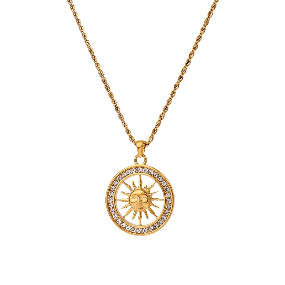 1 Stück Luxuriöse Serie Europa und Amerika Sonne Edelstahl Gold Farbe Damen Anhänger Halsketten Bild9