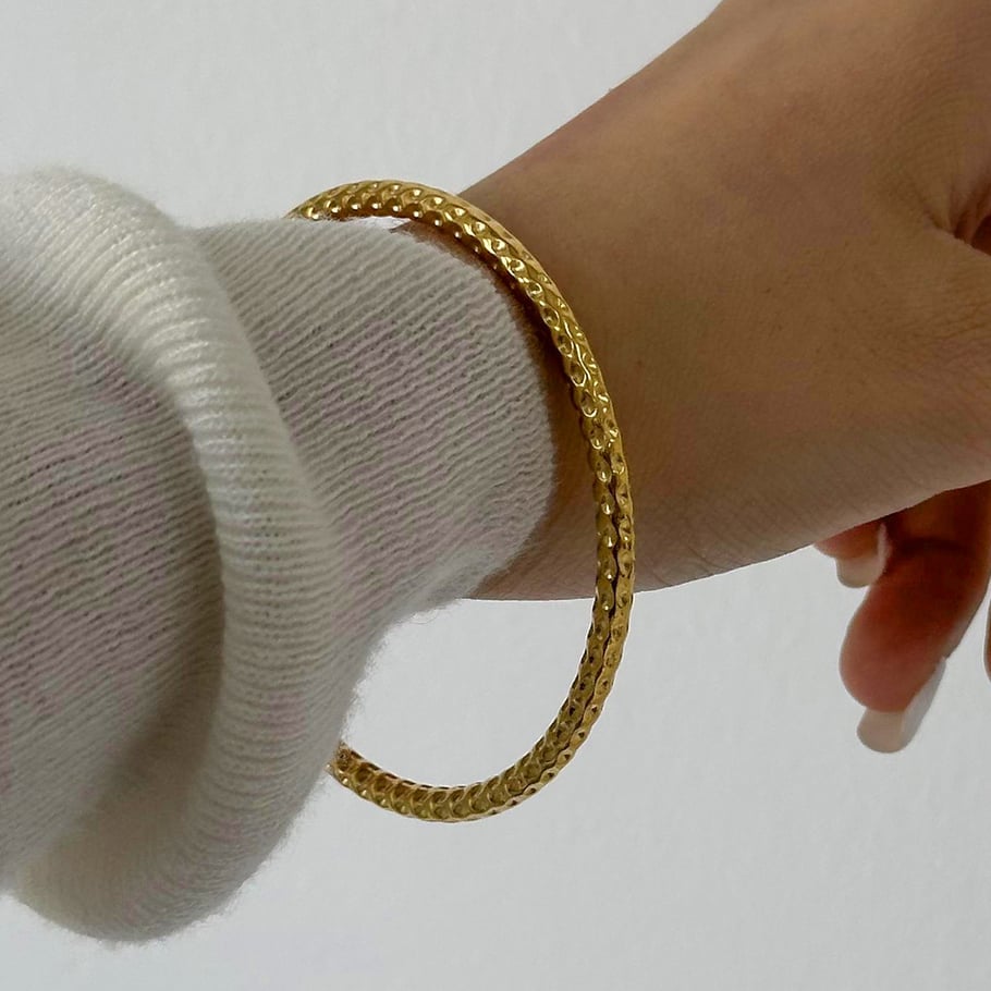 1 Piece Simple Series Simple Solid Color Stainless Steel 18K Gold Plated Women Bangles Picture4