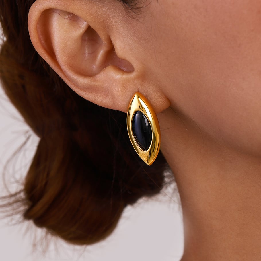 1 Pair Classic Series Elegant Oval Stainless Steel Gold Color Vintage Women's Stud Earrings Picture4