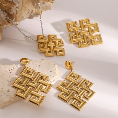 1 Paar Ohrringe im Retro-Stil der Classic-Serie aus Edelstahl mit 18 Karat Vergoldung für Damen h5 Bild4