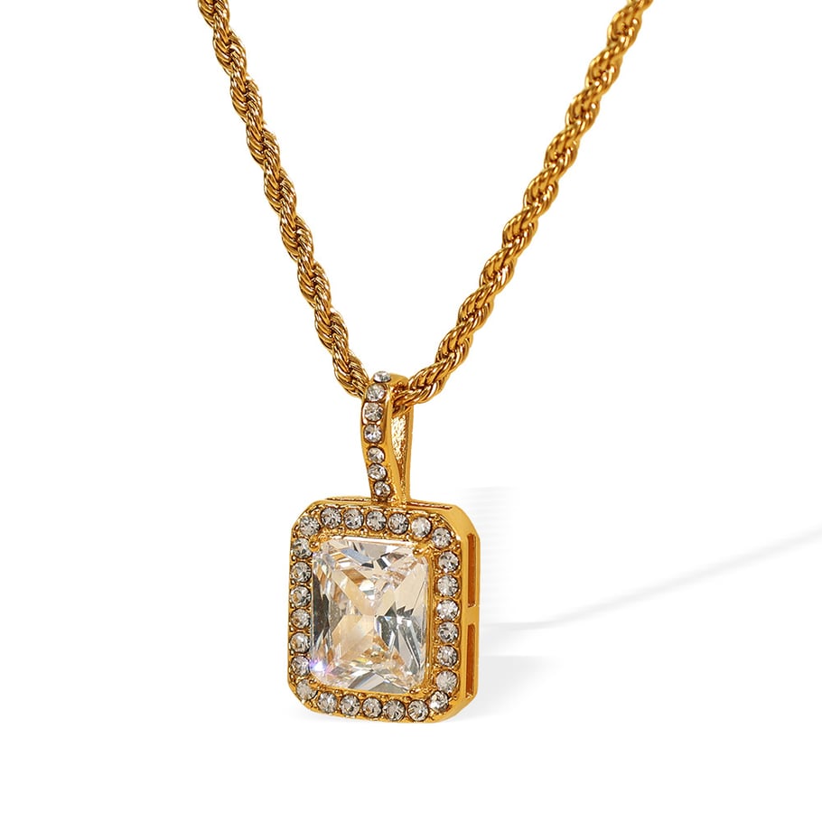 1 Piece Luxurious Series Daily Geometric Titanium Steel   Gold Color  Women's Pendant Necklaces Picture6