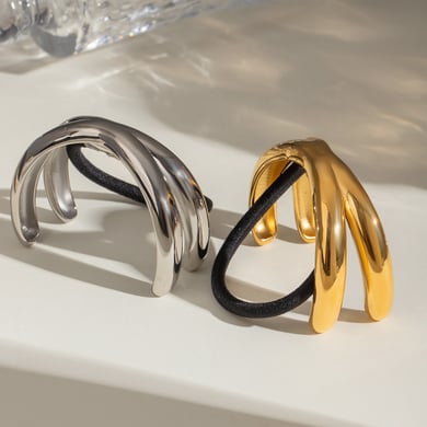 1 Paar Simple Series Casual Solid Color Edelstahl 18K vergoldet Damen Haarspangen h5 Bild4