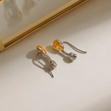 1 Pair Designable Series Delicate Heart Stainless Steel Gold & Silver Color Women's Stud Earrings h5 Picture5