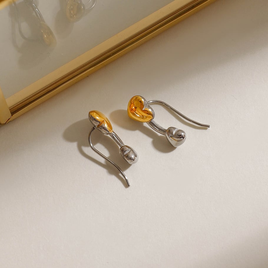 1 Pair Designable Series Delicate Heart Stainless Steel Gold & Silver Color Women's Stud Earrings Picture5