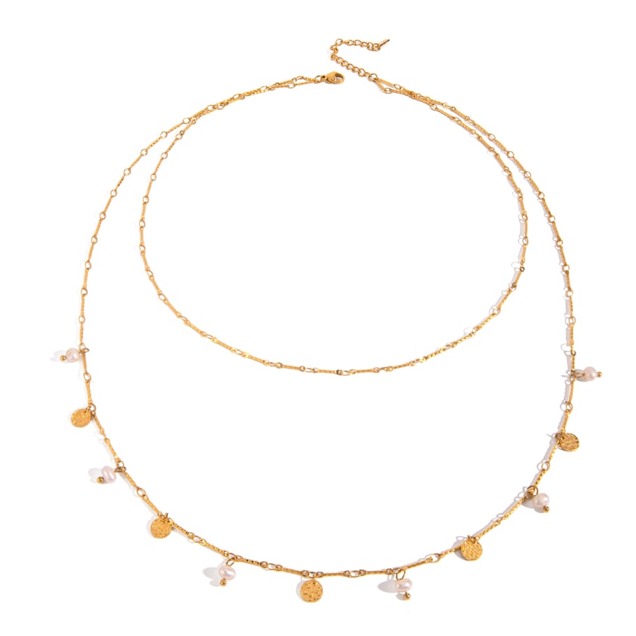 1 Piece Simple Series Elegant Geometric Stainless Steel 18K Gold Plated Women Layered Necklaces Picture6
