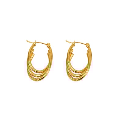 1 Pair Simple Daily Style Irregular Line Shape Titanium Steel 18K Gold Plated Women's Hoop Earrings h5 Picture6