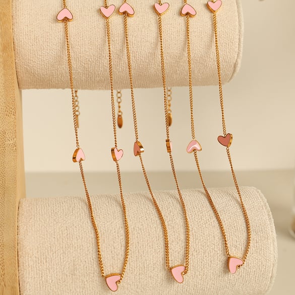 1 Piece Simple Series Simple Heart Stainless Steel 18K Gold Plated Women Pendant Necklaces 2
