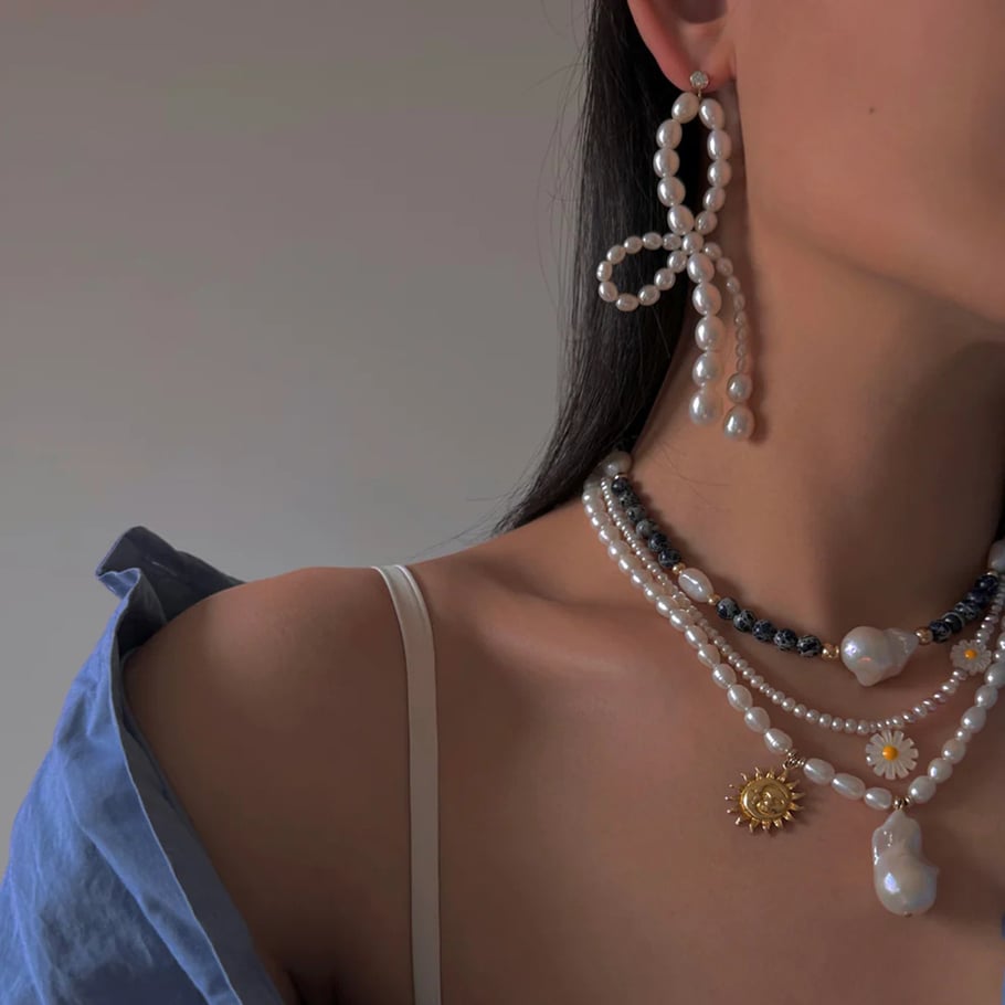 1 Pair Luxurious Series Elegant line Stainless Steel 18K Gold Plated Artificial Pearl Women Drop Earrings Picture5