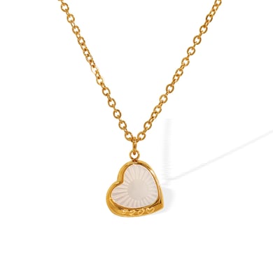 1 Piece Classic Series Elegant Heart Titanium Steel   Gold Color  Shell Women's Pendant Necklaces h5 Picture6