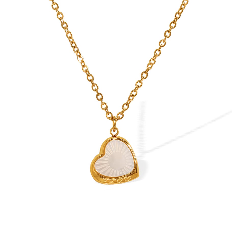 1 Piece Classic Series Elegant Heart Titanium Steel   Gold Color  Shell Women's Pendant Necklaces Picture6
