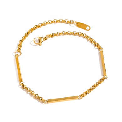 1 Piece Simple Series Simple Solid Color Stainless Steel 18K Gold Plated Women chain bracelets h5 Picture5