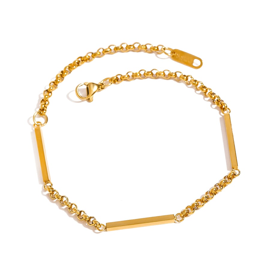 1 Piece Simple Series Simple Solid Color Stainless Steel 18K Gold Plated Women chain bracelets Picture5