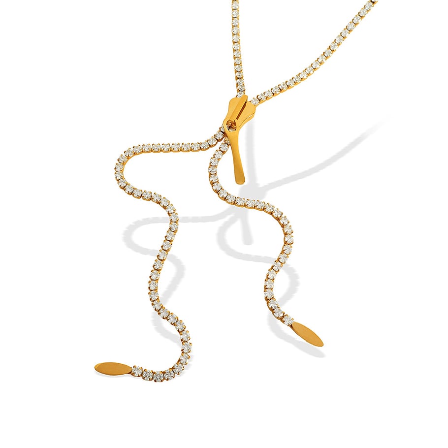 1 Stück Simple Series Einfache Quaste Edelstahl 18 Karat vergoldet Zirkon Damen Kettenhalsketten Bild6