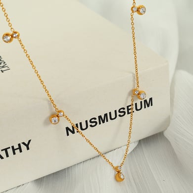 1 Piece Simple Series Simple Geometric Stainless Steel 18K Gold Plated Rhinestone Women Pendant Necklaces h5 Picture3