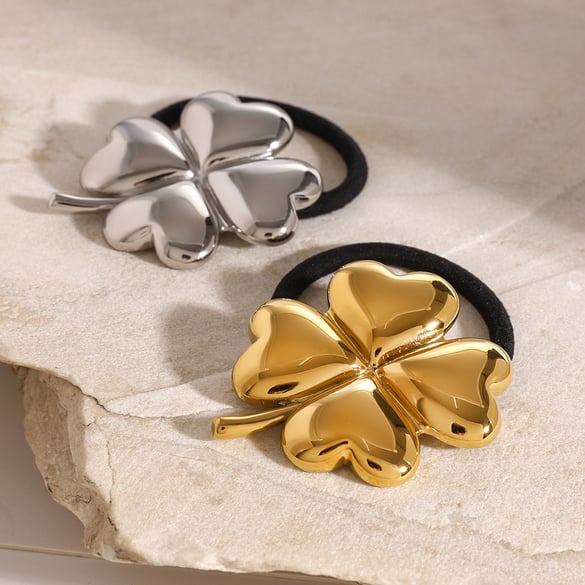 1 Paar Simple Series Ins Style Blumen Edelstahl 18K vergoldet Damen Haarbänder 2