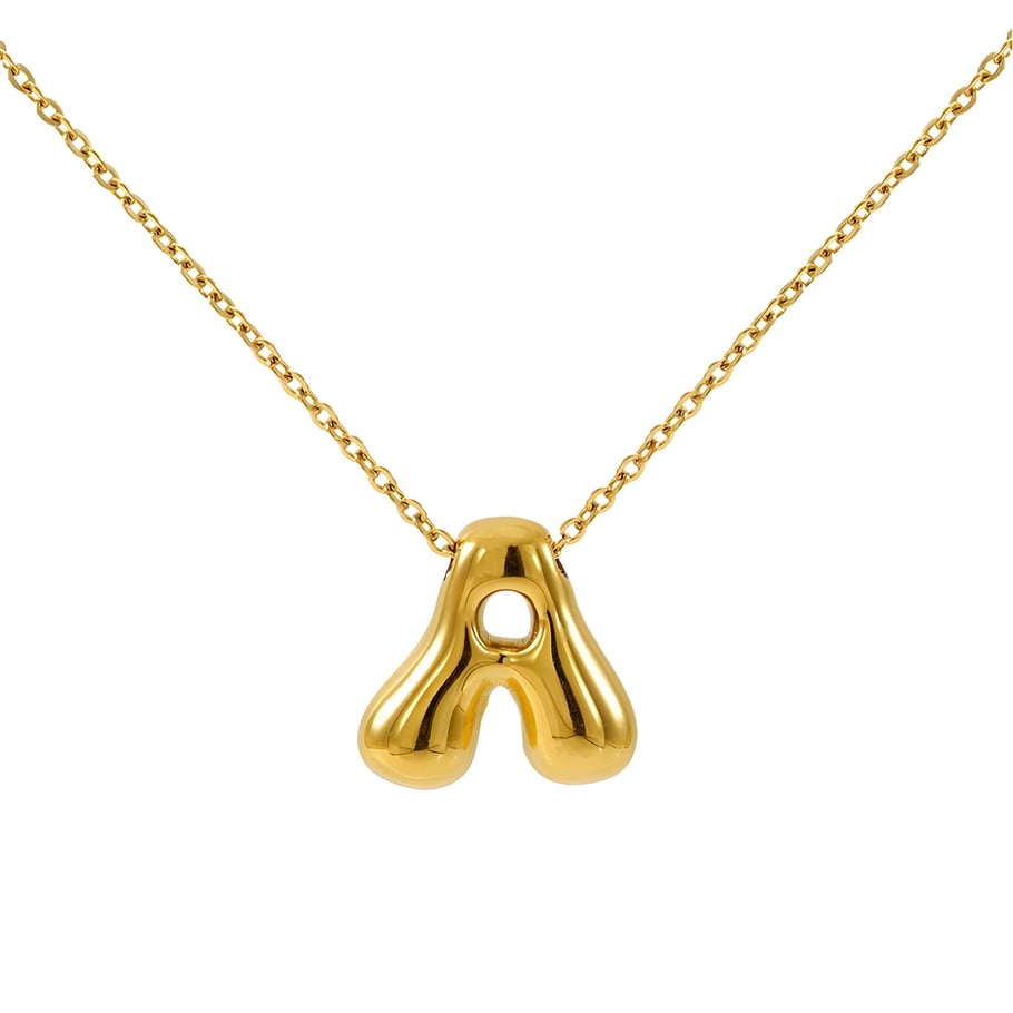 1 Piece Simple Series Daily Letter Titanium Steel 18K Gold Plated Unisex Pendant Necklaces Picture7