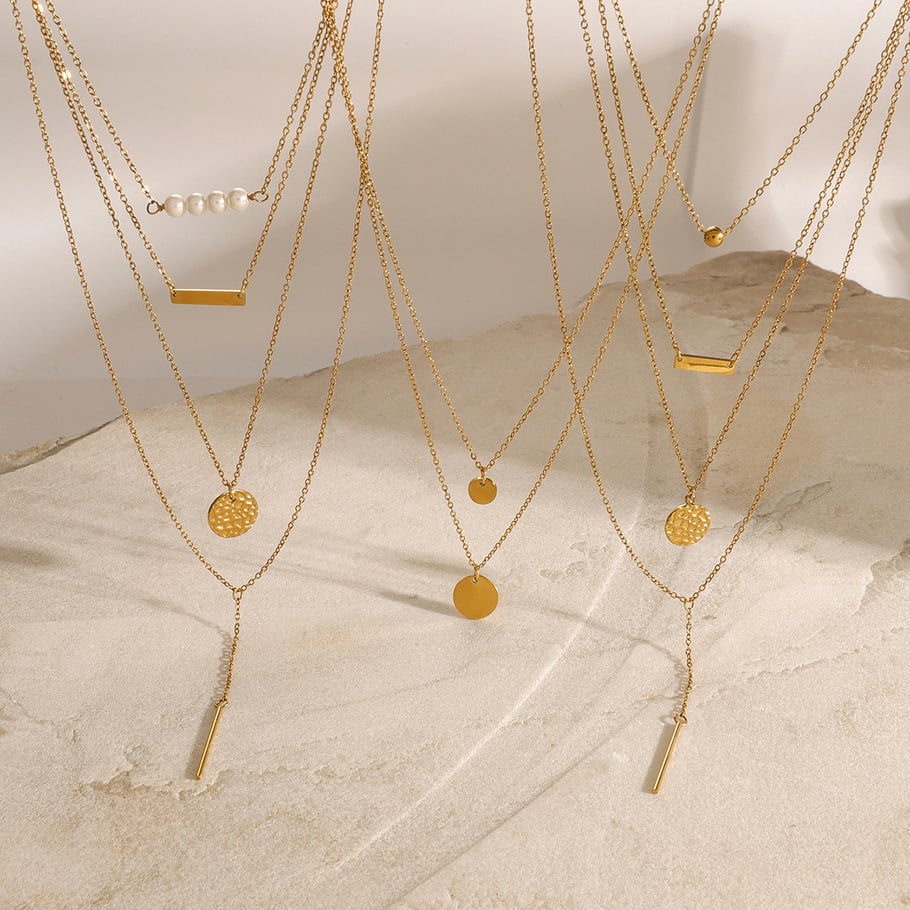 1 Piece Simple Series ins style Geometric Stainless Steel 18K Gold Plated Women Layered Necklaces Picture4