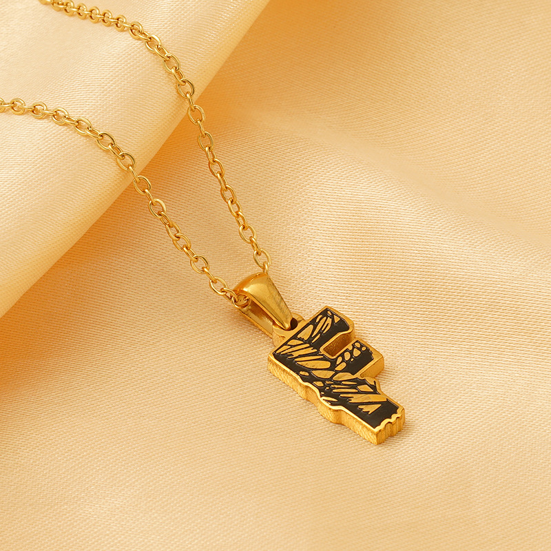 1 Piece Classic Letter Titanium Steel 18K Gold Plated Unisex Pendant Necklaces Picture2