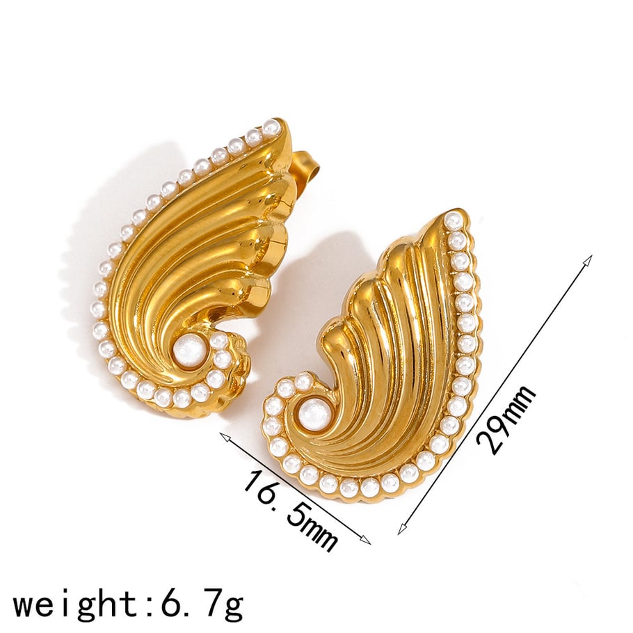 1 Pair Classic Series Retro Geometric 18K Gold Plated Artificial Pearl Women Stud Earrings Picture5