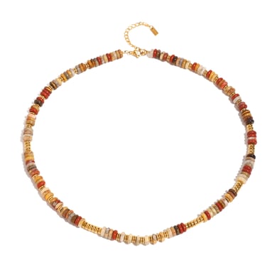 1 Stück Ethnische Serie Retro Perlen Edelstahl 18K vergoldet Kristall Frauen Perlen Halsketten h5 Bild5
