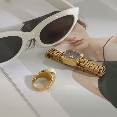 Anillos individuales de acero inoxidable irregulares de color dorado para mujer, serie clásica de Europa y América, 1 pieza h5 Imagen4