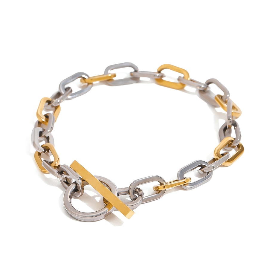 1 Piece Simple Series Daily Annular Stainless Steel 18K Gold Plated Women Chain Bracelets Picture8