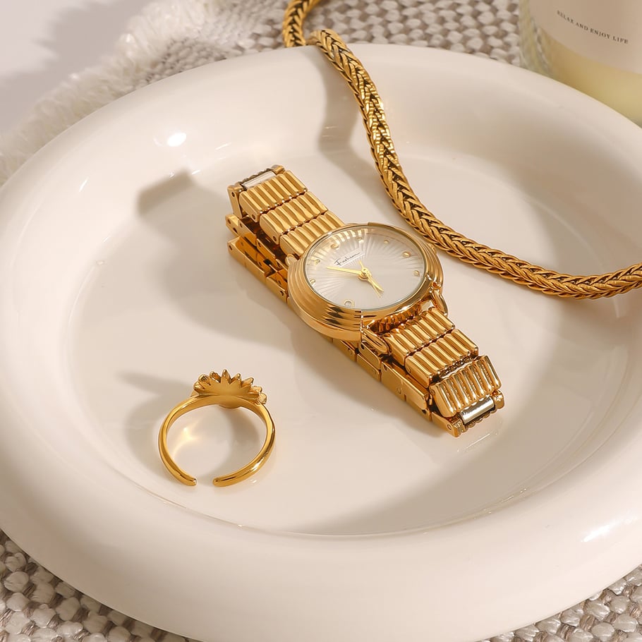 1 Paar verstellbare Ringe für Damen im Sonne/Mond-Stil der ethnischen Serie im Ins-Stil aus Edelstahl mit Goldbeschichtung Bild4