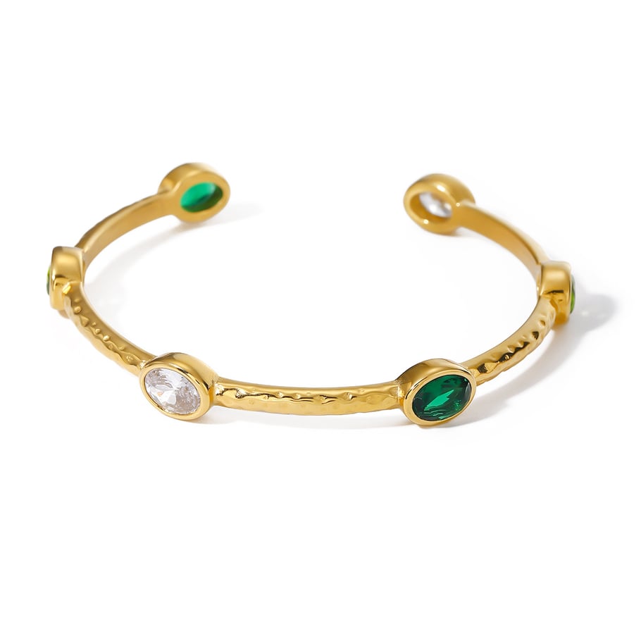 1 Piece Simple Series ins style Geometric Stainless Steel 18K Gold Plated Zircon Women Bangles Picture6