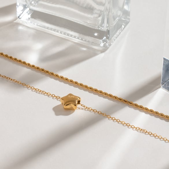 1 Piece Simple Series Simple Pentagram Stainless Steel 18K Gold Plated Women Layered Necklaces 2