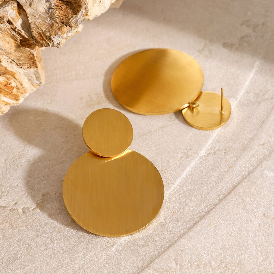 1 Pair Simple Series ins style Geometric Stainless Steel 18K Gold Plated Women Drop Earrings Picture5
