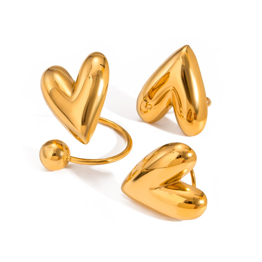 1 Paar Simple Series Retro Herz Edelstahl 18 Karat vergoldet Damen verstellbare Ringe Bild5