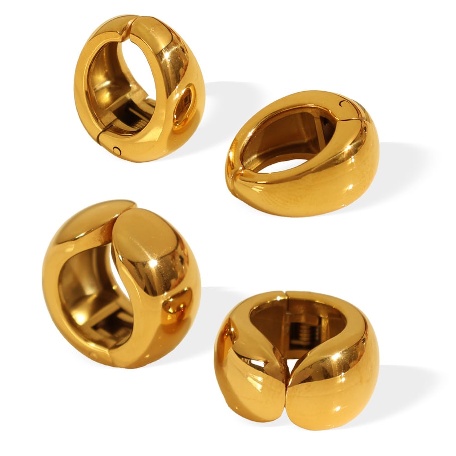1 Paar Simple Series Klassische einfarbige Edelstahl-Ohrclips in Goldfarbe für Damen Bild7