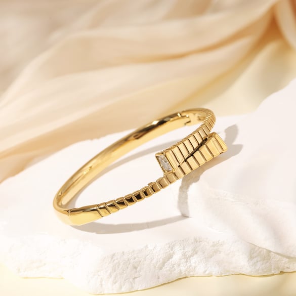 1 stuk Classic Series Classic Twist roestvrij staal goudkleurige damesarmbanden