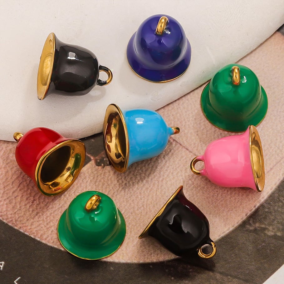 1 Piece Simple Series Daily Bell Shape Solid Color Stainless Steel Gold Color Unisex Pendants Picture4